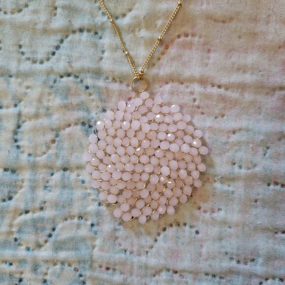 Pink Circle Crystal Pendant Necklace - Picture 1 of 9